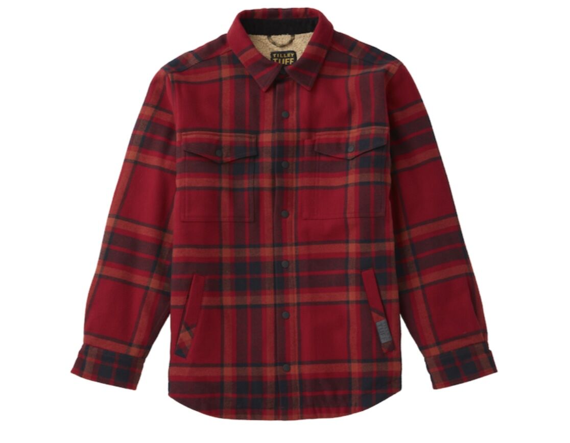 RONA x Tilley Tuff Lined work jacket: This red plaid flannel jacket, available in 3X-large, provides an extra layer of insulation, combining traditional style with modern functionality. (RONA)